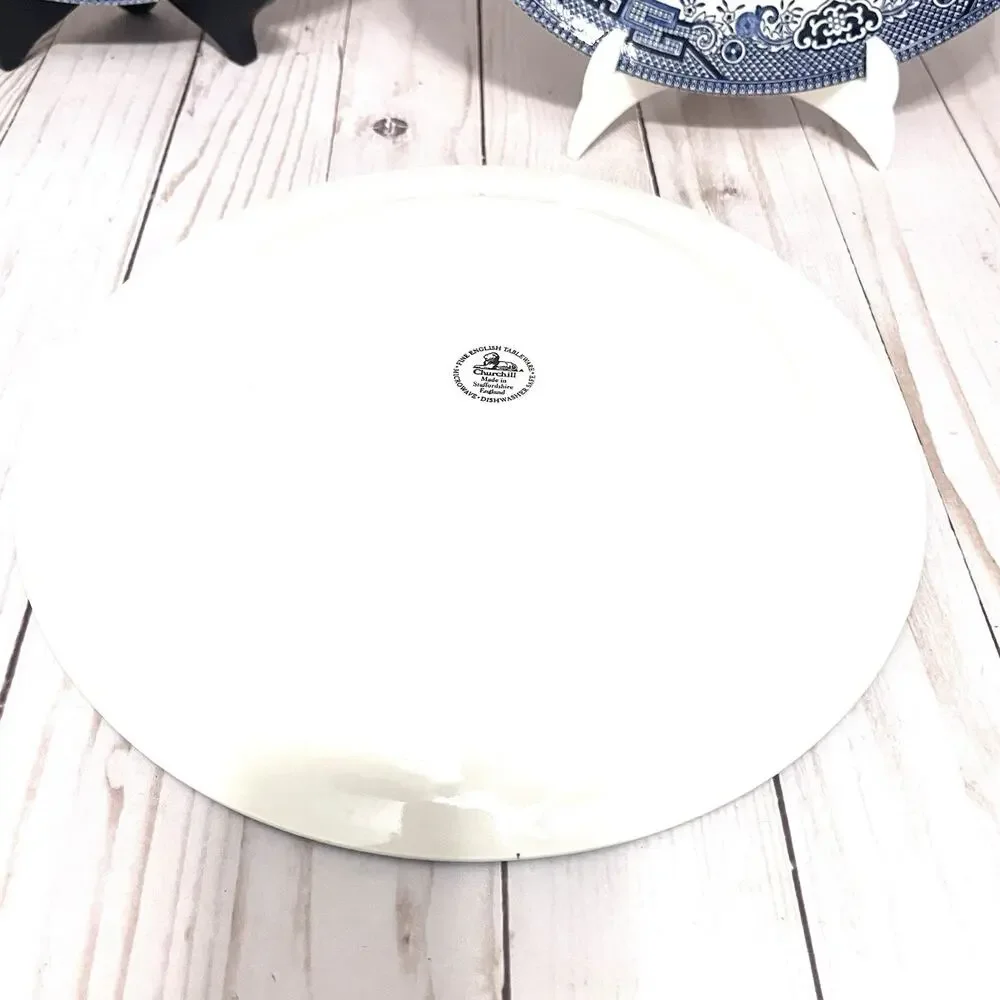 VTG Set of 3 Staffordshire England Churchill Blue Willow 10 1/4 in Dinner Plates